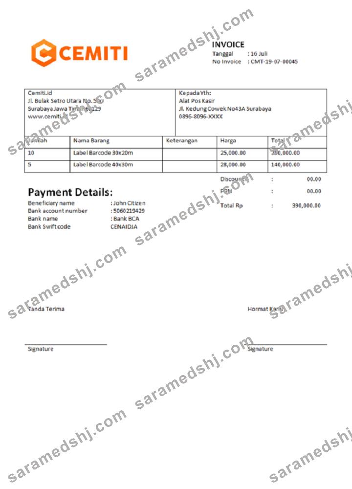 India Cemiti sports electronic community invoice